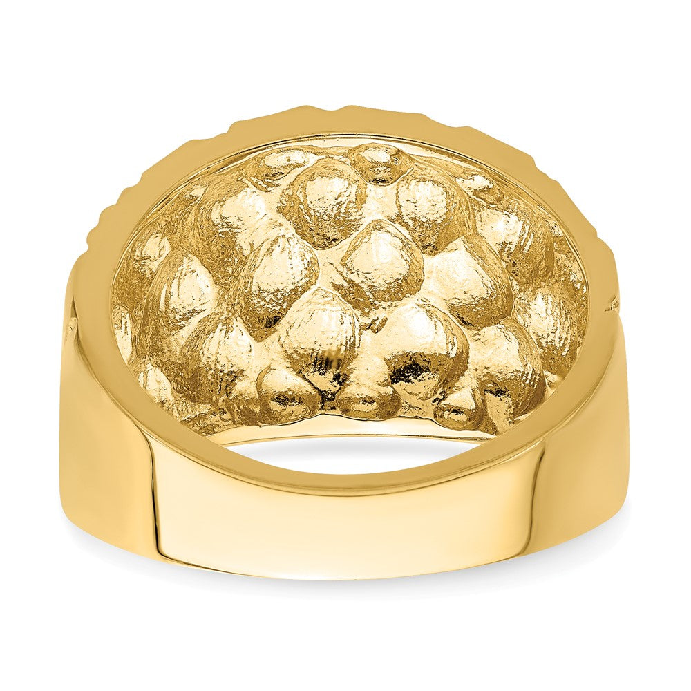 14K Yellow Gold D/C Quilted Pattern Dome Ring