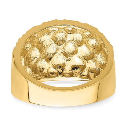 14K Yellow Gold D/C Quilted Pattern Dome Ring