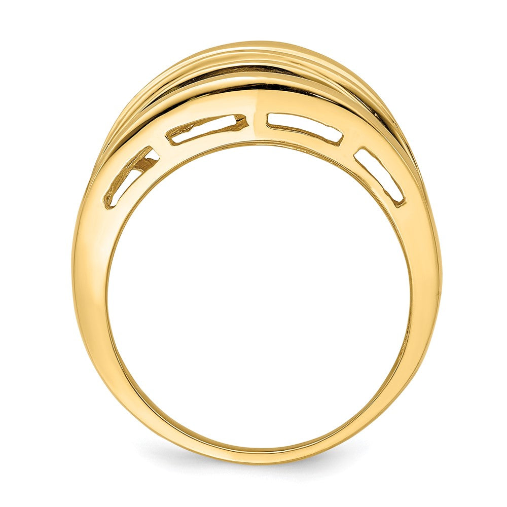 14K Yellow Gold Polished Ridged Shrimp Dome Ring