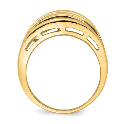 14K Yellow Gold Polished Ridged Shrimp Dome Ring