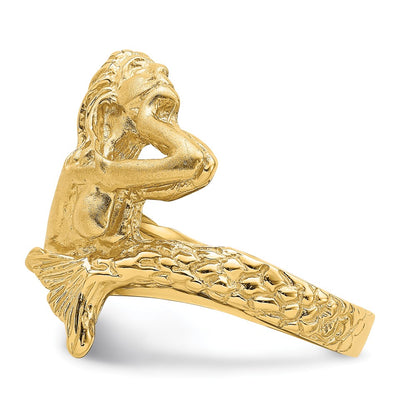14K Yellow Gold Polished and Satin Mermaid Ring