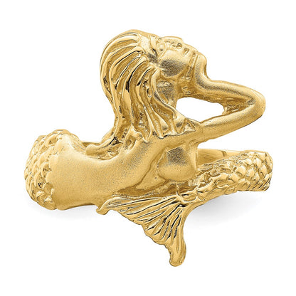 14K Yellow Gold Polished and Satin Mermaid Ring