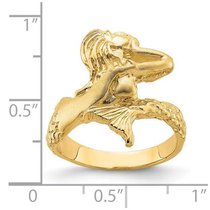 14K Yellow Gold Polished and Satin Mermaid Ring