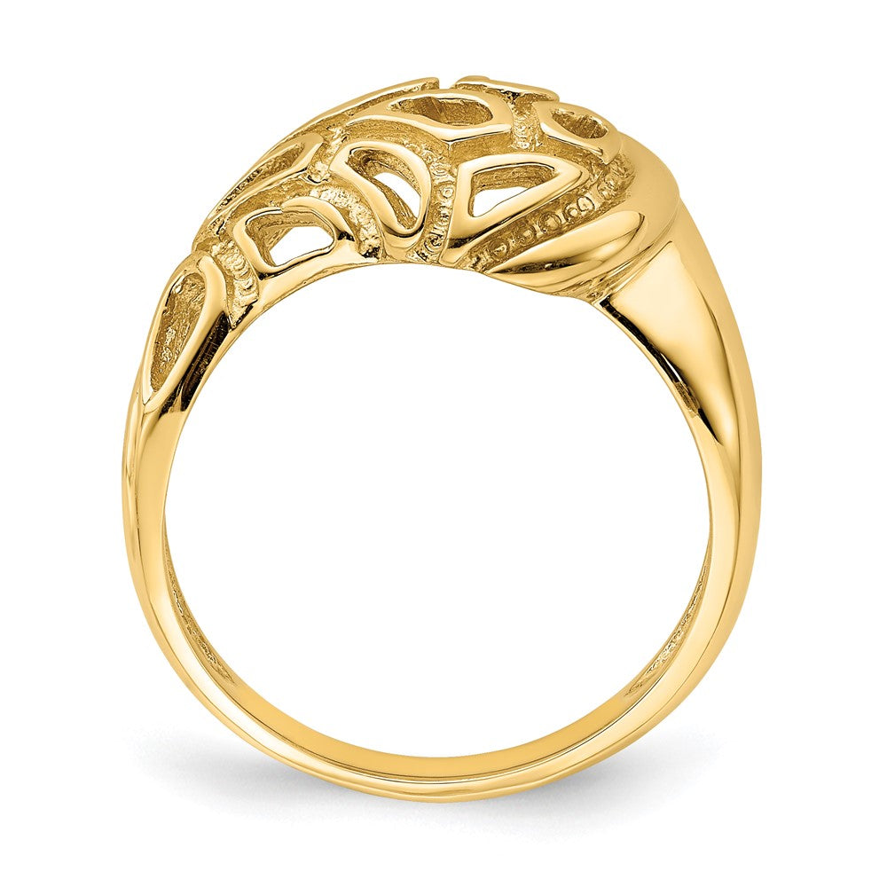 14K Yellow Gold Textured Paisley Cut-Out Dome Ring