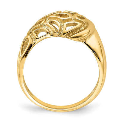 14K Yellow Gold Textured Paisley Cut-Out Dome Ring