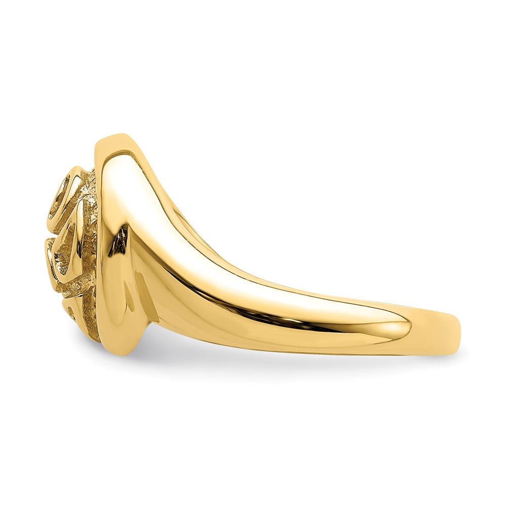 14K Yellow Gold Textured Paisley Cut-Out Dome Ring