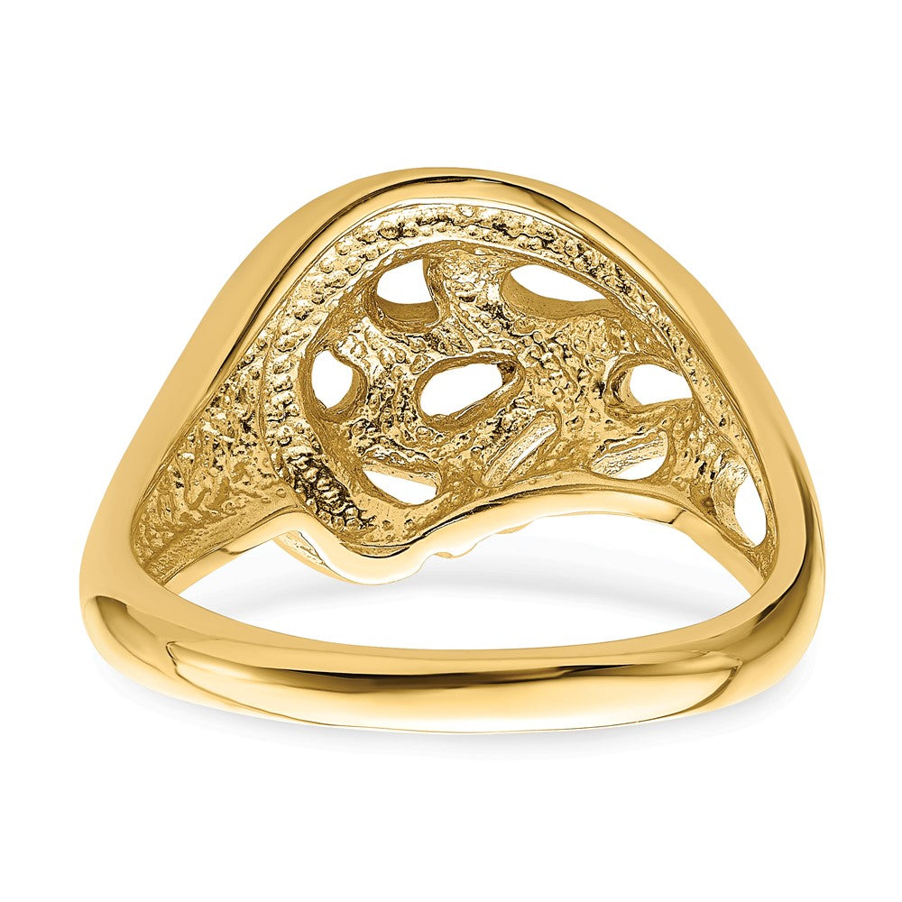 14K Yellow Gold Textured Paisley Cut-Out Dome Ring