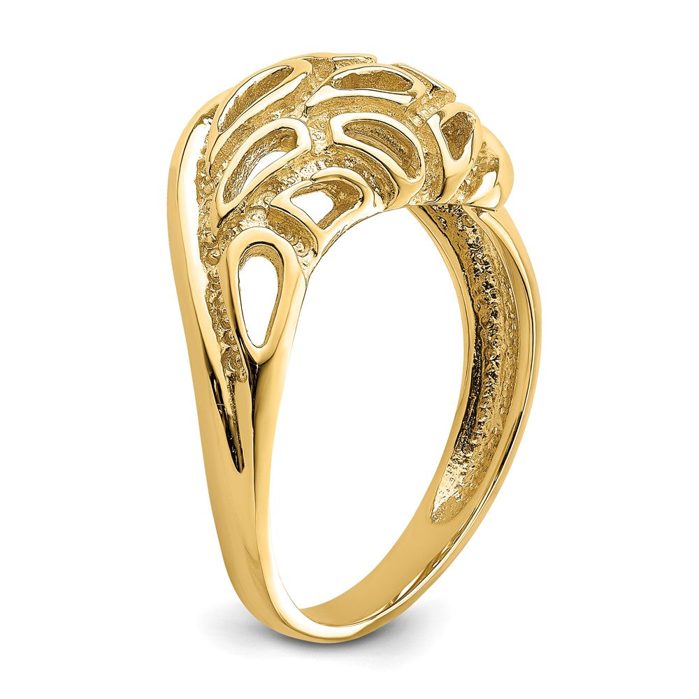 14K Yellow Gold Textured Paisley Cut-Out Dome Ring