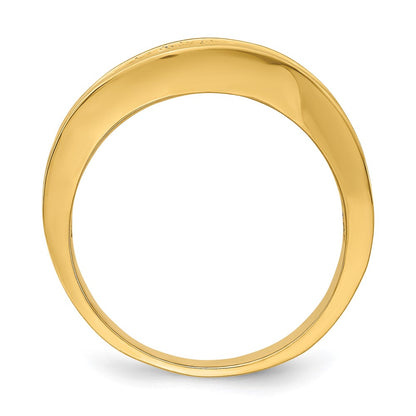 14K Yellow Gold Wavy Polished Tapered Mesh Ring