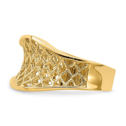 14K Yellow Gold Wavy Polished Tapered Mesh Ring