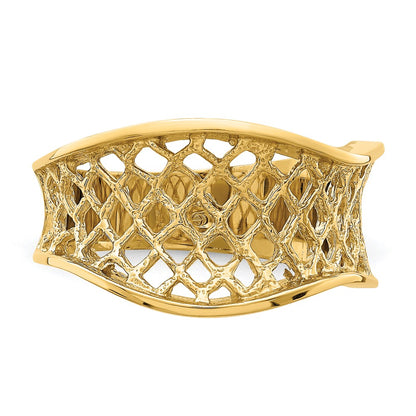 14K Yellow Gold Wavy Polished Tapered Mesh Ring