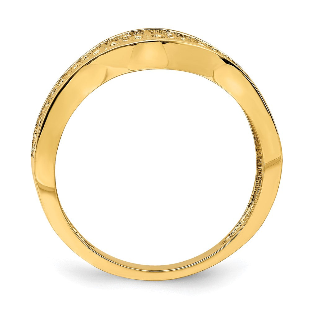 14K Yellow Gold Cut-Out Pattern Scalloped Edge Ring