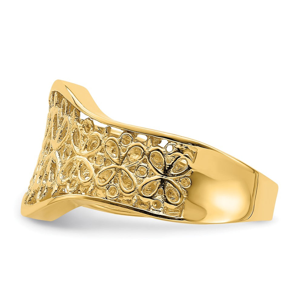 14K Yellow Gold Cut-Out Pattern Scalloped Edge Ring