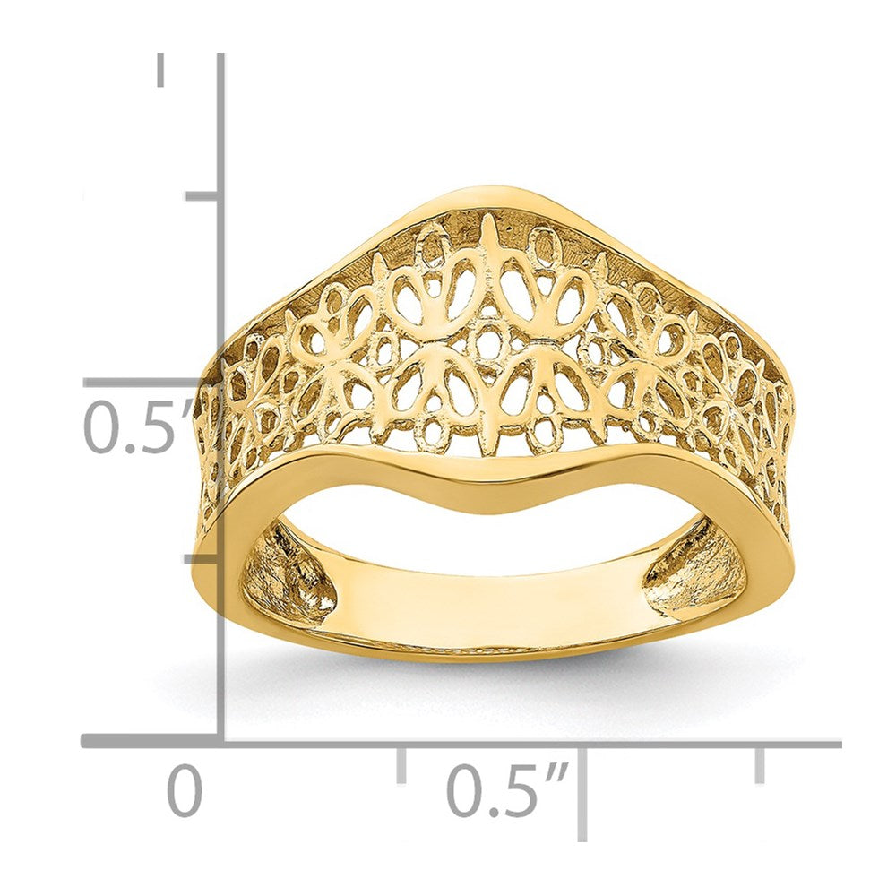 14K Yellow Gold Cut-Out Pattern Scalloped Edge Ring