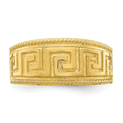 14K Yellow Gold Greek Key Pattern Dome Ring