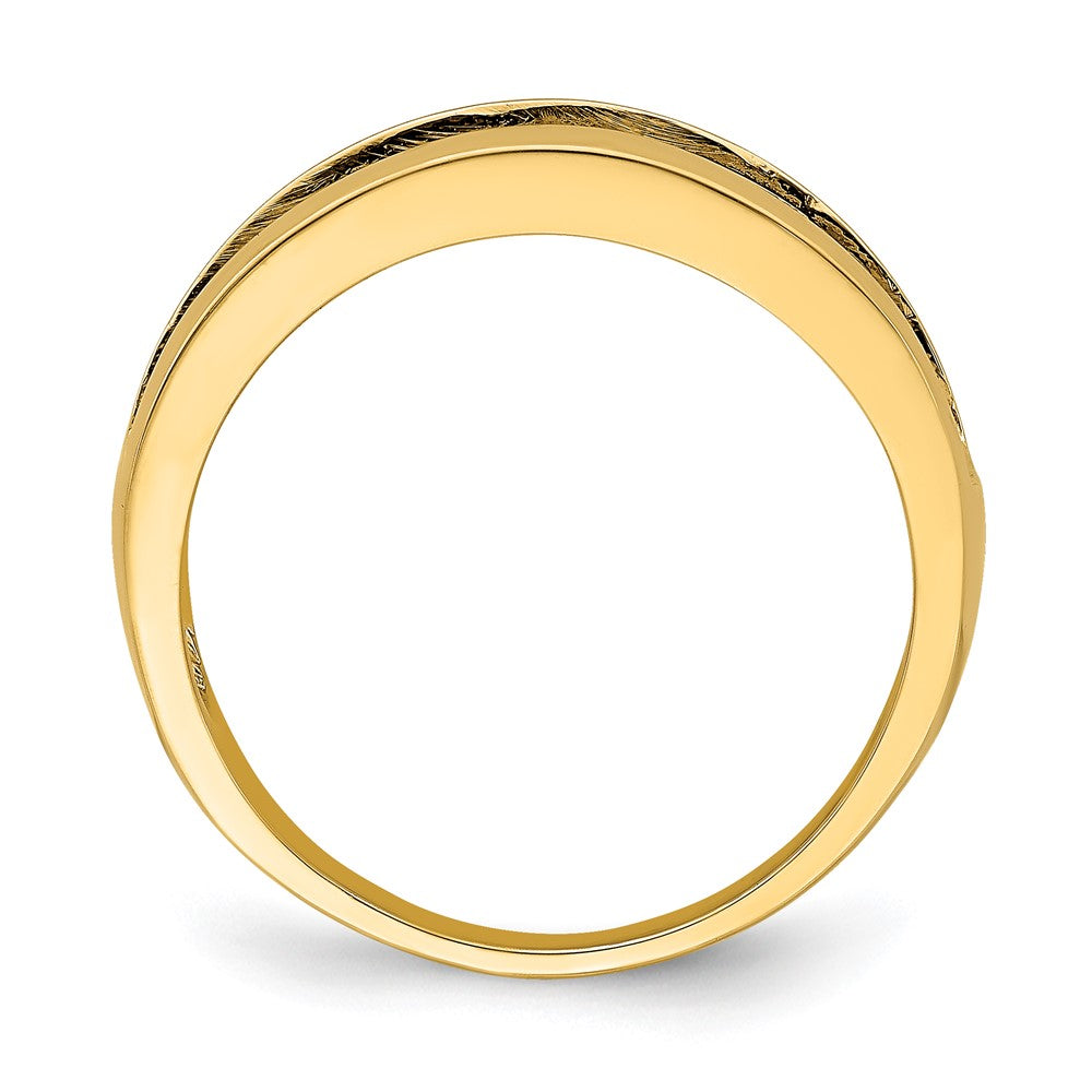 14k Yellow Gold w/Rhodium Cut-Out Greek Key Band