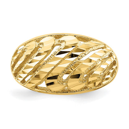 14K Yellow Gold Cut-Out D/C Striped Design Dome Ring