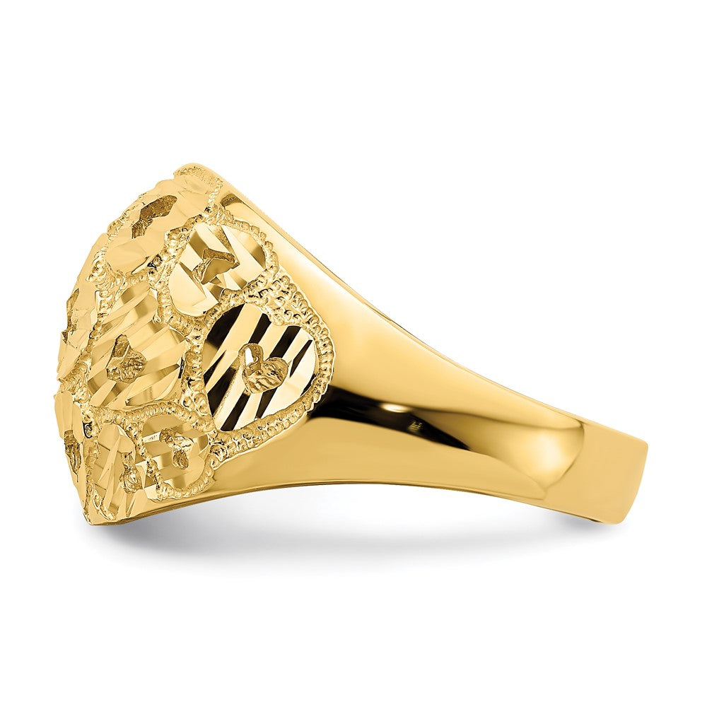 14K Yellow Gold Cut-Out and D/C Heart Pattern Ring