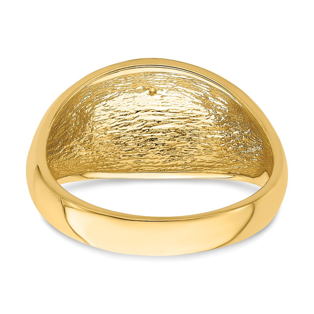 14K Yellow Gold D/C Real Diamond Pattern Solid Dome Ring