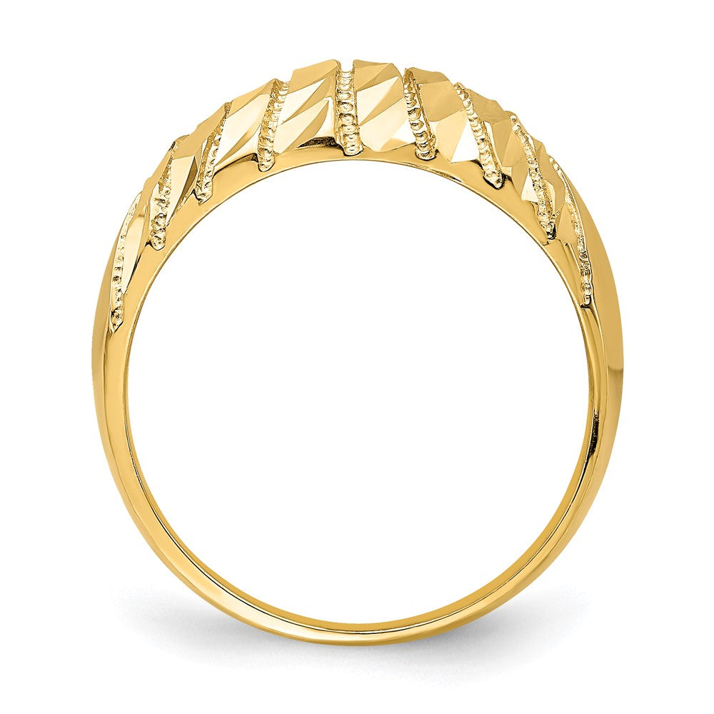 14K Yellow Gold D/C Pattern Solid Dome Ring