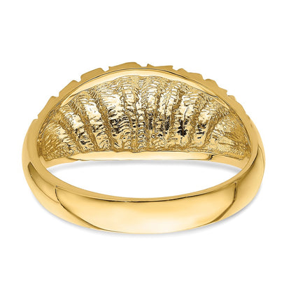 14K Yellow Gold D/C Pattern Solid Dome Ring