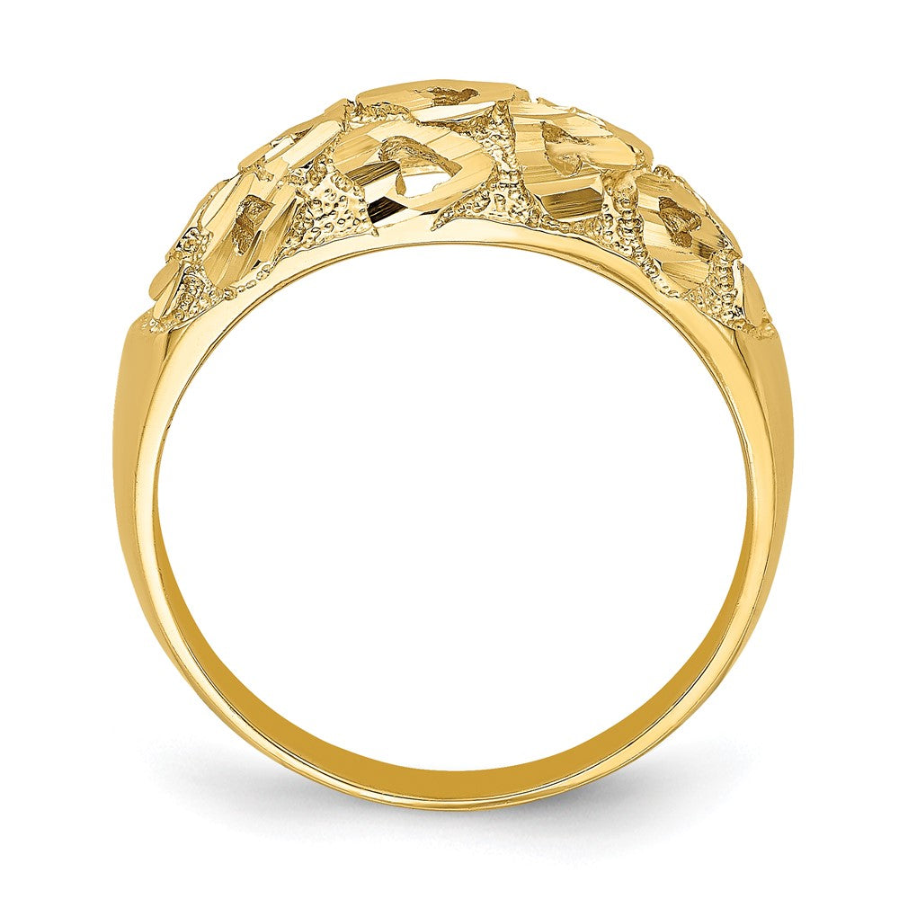 14K Yellow Gold Cut-Out and D/C Heart Pattern Ring