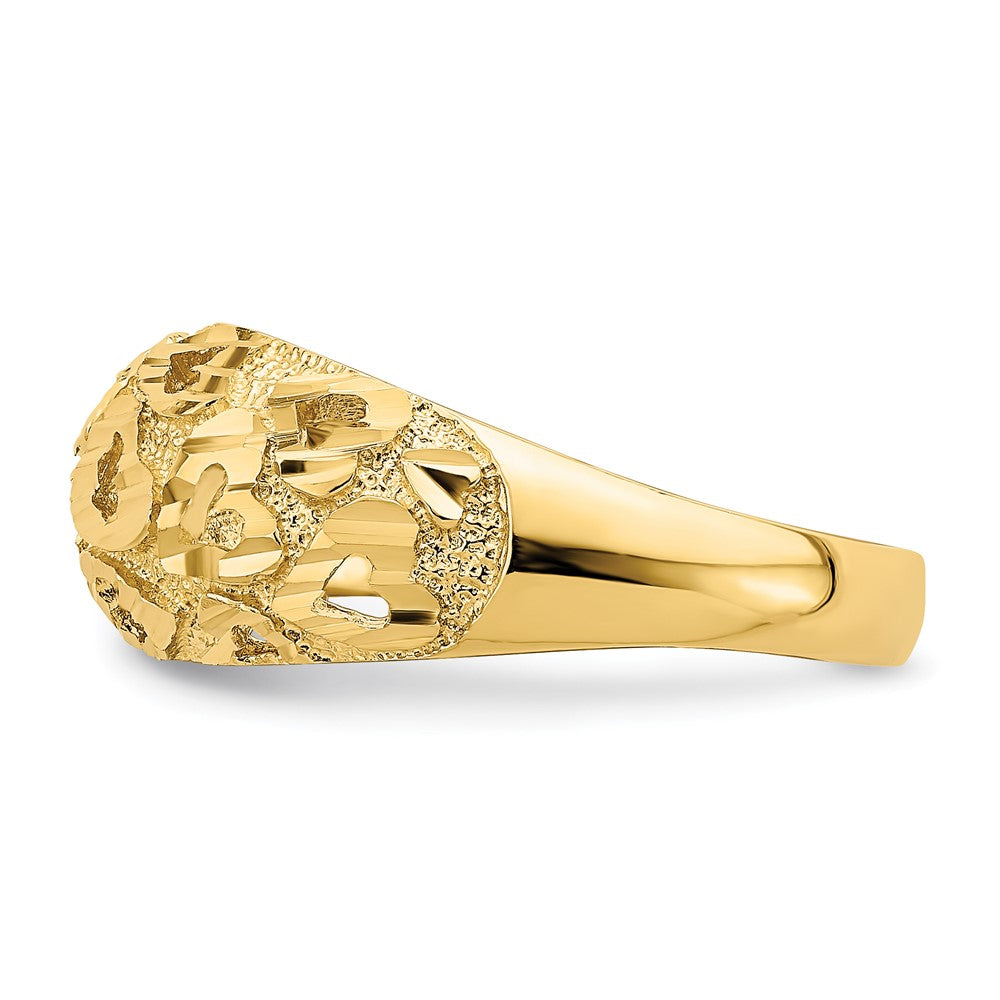 14K Yellow Gold Cut-Out and D/C Heart Pattern Ring