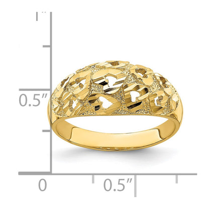 14K Yellow Gold Cut-Out and D/C Heart Pattern Ring