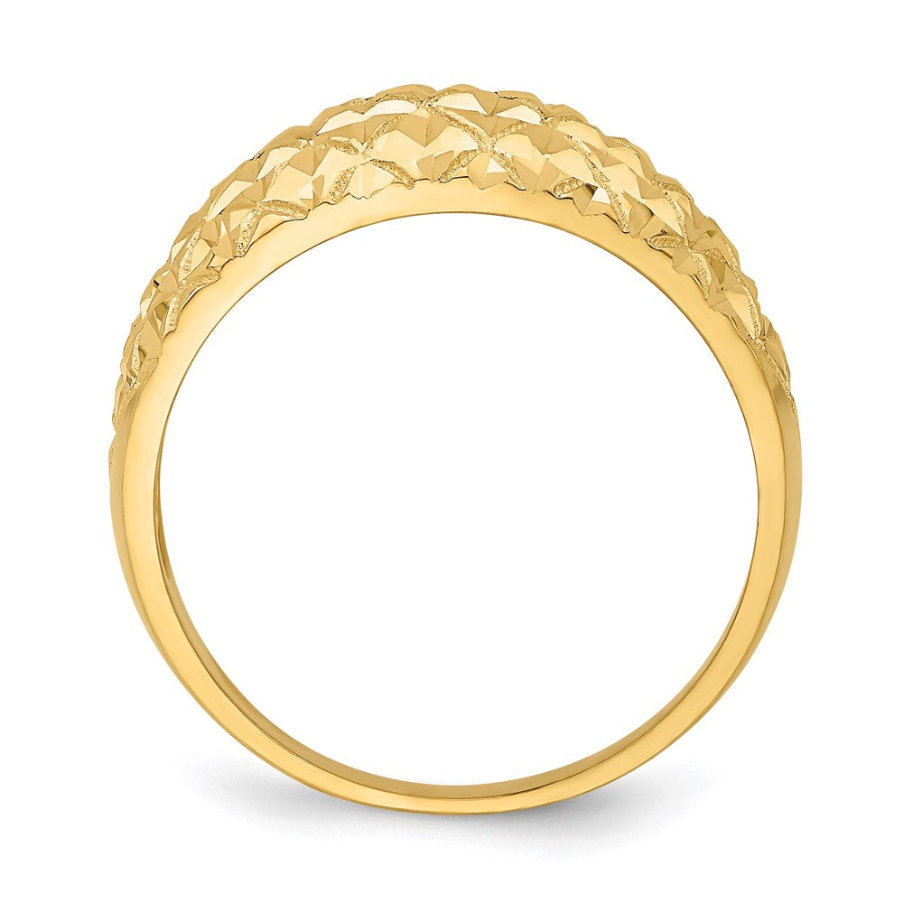 14K Yellow Gold D/C Quilted Pattern Dome Ring