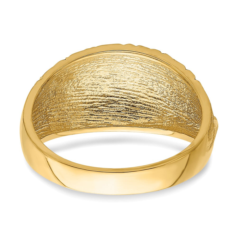 14K Yellow Gold D/C Quilted Pattern Dome Ring