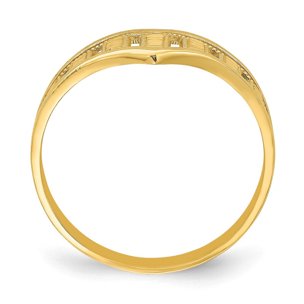 14K Yellow Gold Chevron W/Diamond-Cut Stripes Ring