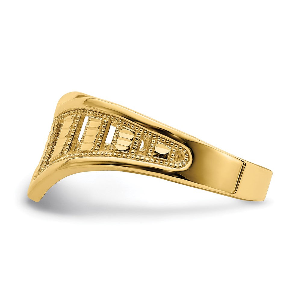 14K Yellow Gold Chevron W/Diamond-Cut Stripes Ring