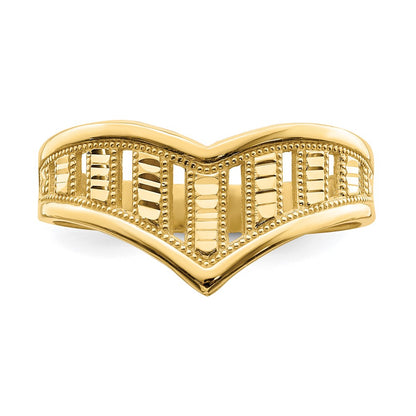 14K Yellow Gold Chevron W/Diamond-Cut Stripes Ring