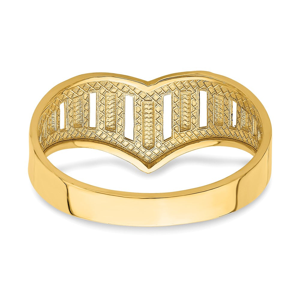 14K Yellow Gold Chevron W/Diamond-Cut Stripes Ring
