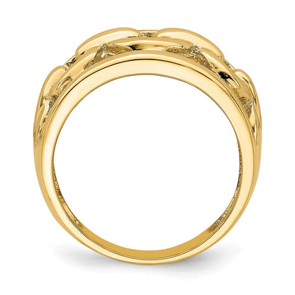 14K Yellow Gold Polished Chain Design Inside Ring