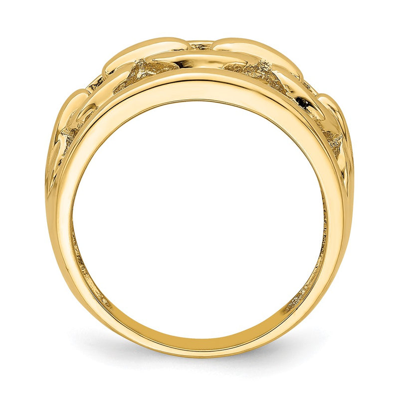 14K Yellow Gold Polished Chain Design Inside Ring