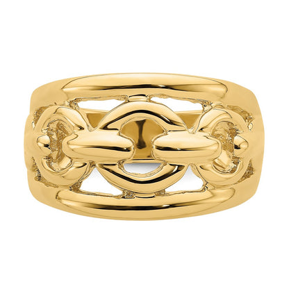 14K Yellow Gold Polished Chain Design Inside Ring