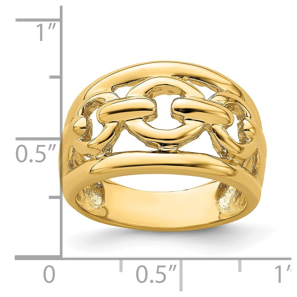14K Yellow Gold Polished Chain Design Inside Ring