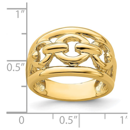 14K Yellow Gold Polished Chain Design Inside Ring