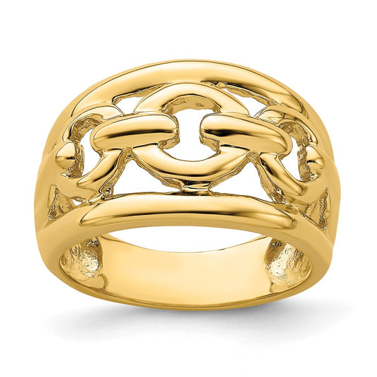 14K Yellow Gold Polished Chain Design Inside Ring