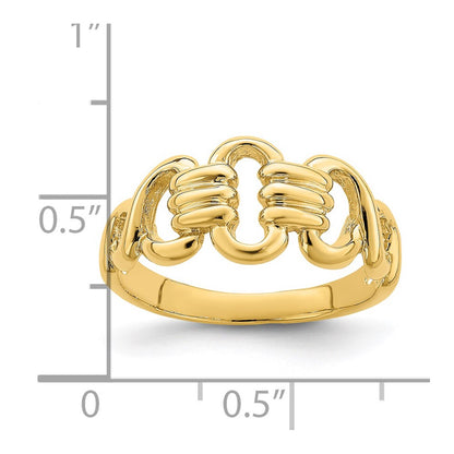 14K Yellow Gold Polished Freeform Links Ring
