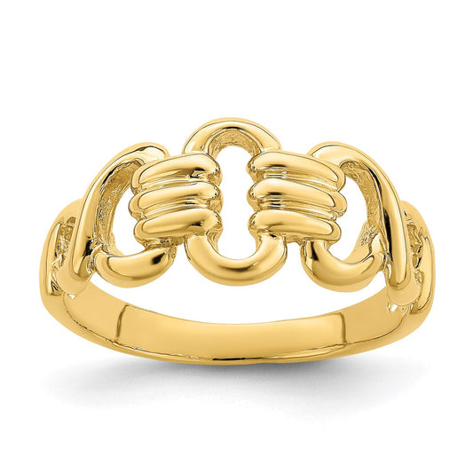 14K Yellow Gold Polished Freeform Links Ring
