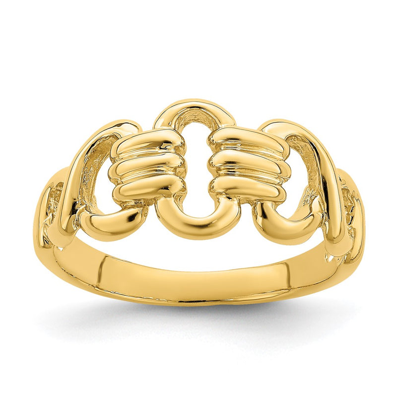 14K Yellow Gold Polished Freeform Links Ring