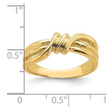 14K Yellow Gold Polished Ribbed Band Ring