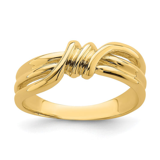 14K Yellow Gold Polished Ribbed Band Ring