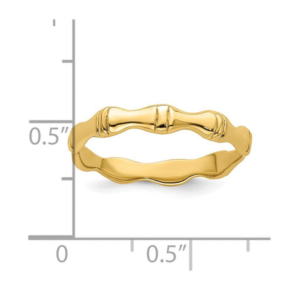 14K Yellow Gold Polished Bamboo Band