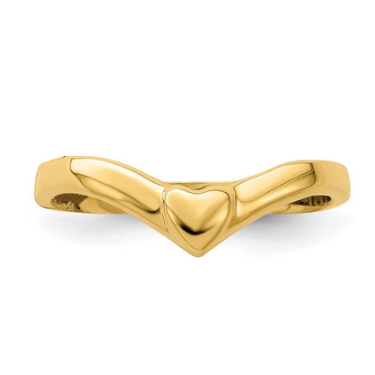 14K Yellow Gold V-Shape Polished Heart Ring