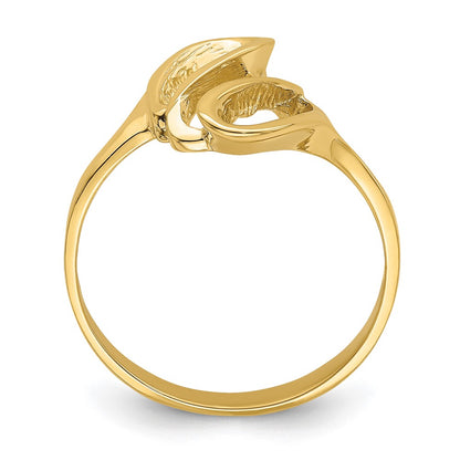 14K Yellow Gold Polished Beehive Freeform Ring