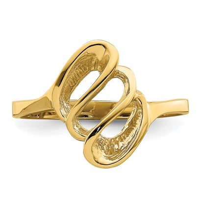 14K Yellow Gold Polished Beehive Freeform Ring