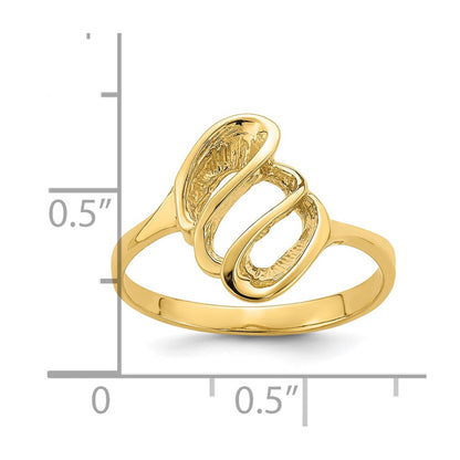 14K Yellow Gold Polished Beehive Freeform Ring
